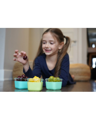 Melii – Glass Containers σε θήκες σιλικόνης (160ml set of 3) – pink,purple,grey MEL16950