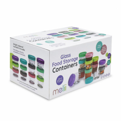 Melii – Glass Baby Food Containers (60 ml set of 6 + 120 ml set of 6) MEL16900 