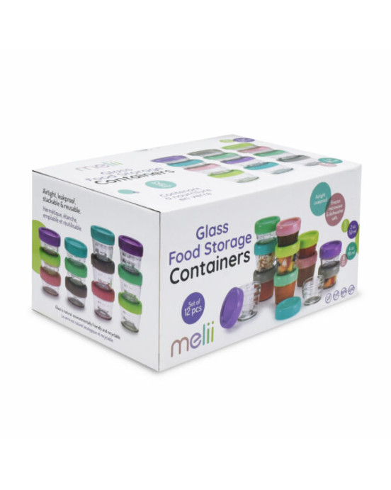 Melii – Glass Baby Food Containers (60 ml set of 6 + 120 ml set of 6) MEL16900 
