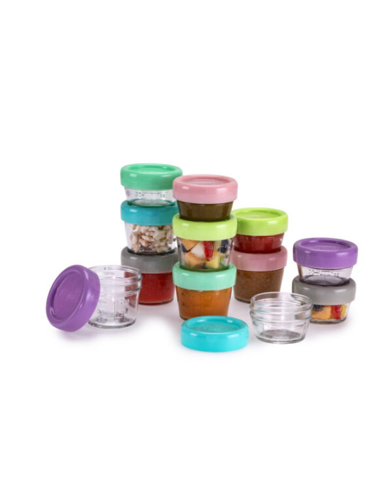 Melii – Glass Baby Food Containers (60 ml set of 6 + 120 ml set of 6) MEL16900 