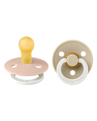 Bibs σετ πιπίλες 2τμχ–colour latex– blush/Vanilla glow– στρόγγυλη  No1