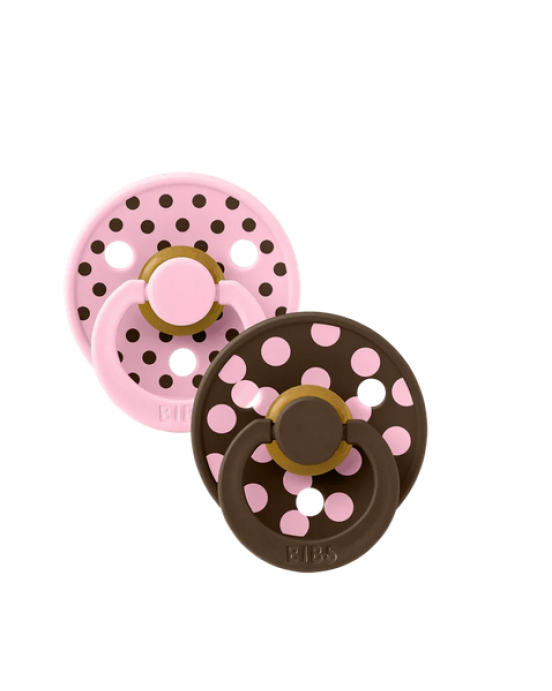 BIBS – STUDIO COLLECTION ΣΕΤ ΠΙΠΙΛΕΣ 2ΤΜΧ – POLKA DOT MOCHA/BABY PINK – ΣΤΡΟΓΓΥΛΗ No2 12034102 