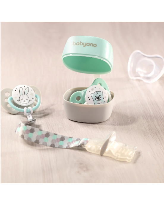 BabyOno: Θήκη πιπίλας - Γκρι και Μέντα BN535/02