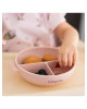  BabyOno: Πιάτο σιλικόνης με 3 θέσεις, καπάκι & βάση με βεντούζα - Ροζ BN1661/02