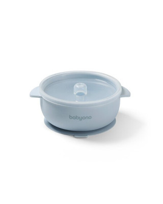 BabyOno: Μπολάκι σιλικόνης με λαβές, καπάκι & βάση με βεντούζα - Μπλε BN1662/01