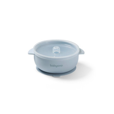 BabyOno: Μπολάκι σιλικόνης με λαβές, καπάκι & βάση με βεντούζα - Μπλε BN1662/01
