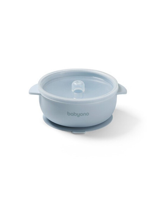 BabyOno: Μπολάκι σιλικόνης με λαβές, καπάκι & βάση με βεντούζα - Μπλε BN1662/01
