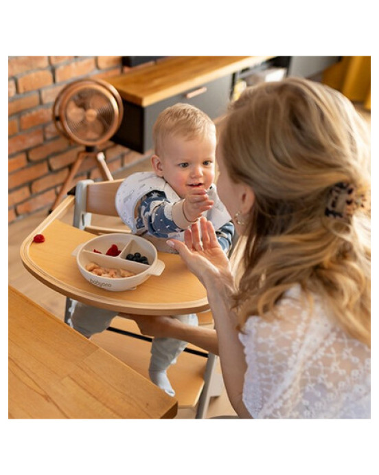 BabyOno: Μπολάκι σιλικόνης με λαβές, καπάκι & βάση με βεντούζα - Μπεζ BN1661/03