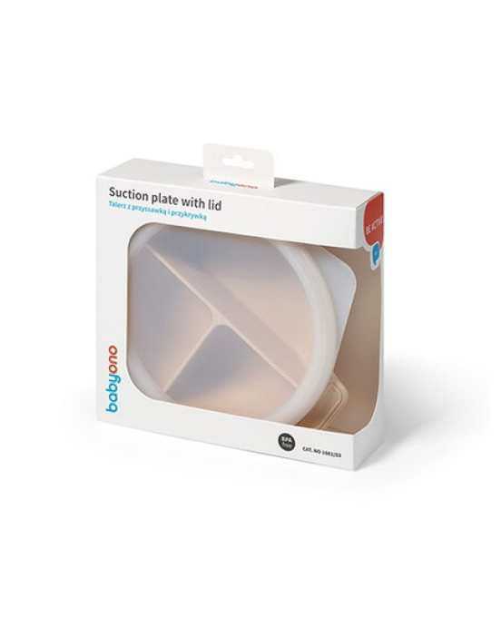 BabyOno: Μπολάκι σιλικόνης με λαβές, καπάκι & βάση με βεντούζα - Μπεζ BN1661/03