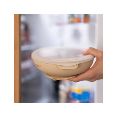 BabyOno: Μπολάκι σιλικόνης με λαβές, καπάκι & βάση με βεντούζα - Μπεζ BN1661/03