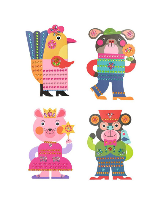 Djeco Στολίζω με αυτοκόλλητα στρας εικόνες "Ζωάκια" 00090