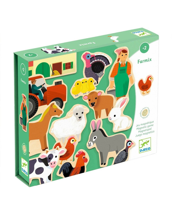 Djeco Ξύλινα μαγνητάκια Φάρμα 24 τεμ. 03127