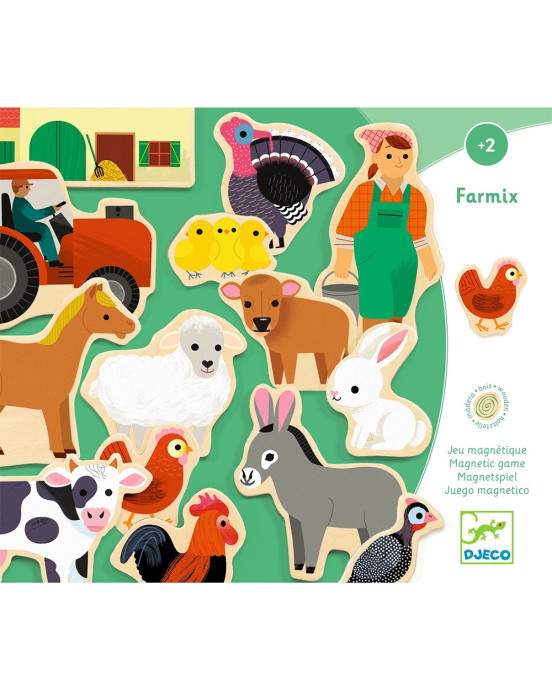 Djeco Ξύλινα μαγνητάκια Φάρμα 24 τεμ. 03127