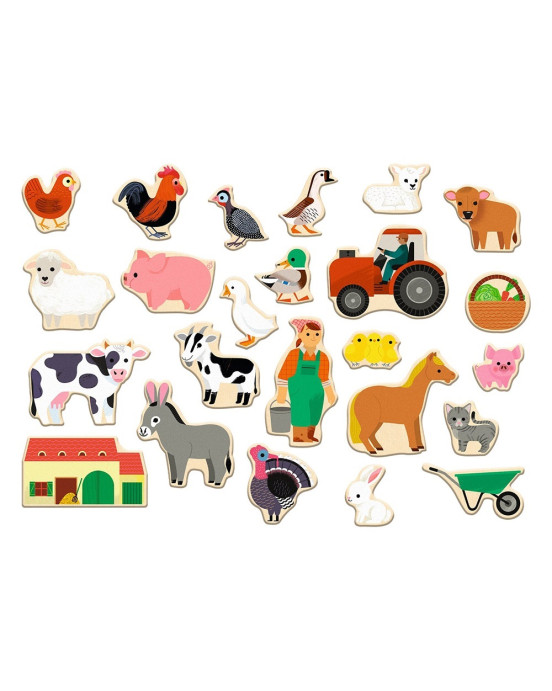 Djeco Ξύλινα μαγνητάκια Φάρμα 24 τεμ. 03127