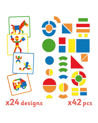 Djeco Geoform Ξύλινα μαγνητάκια σε κασετίνα Τάγκραμ 03130