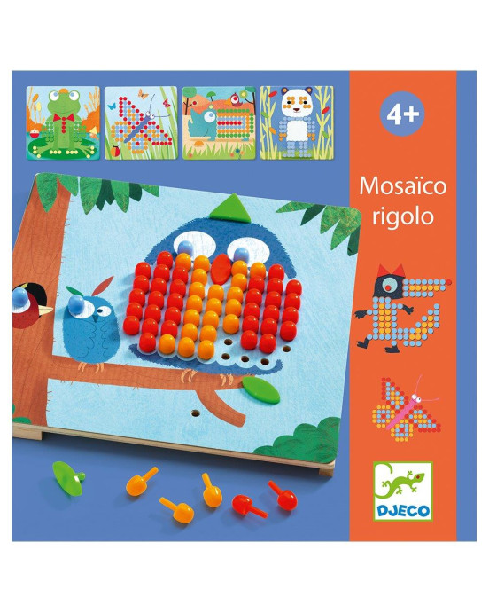 Djeco Σύνθεση εικόνας - μωσαϊκό με καβίλιες Κουκουβάγια και ζωάκια 