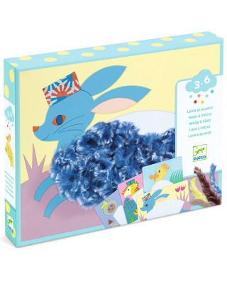 Djeco δημιουργώ εικόνες με πούπουλα κια βέλκρο "Ζωάκια με καπέλο" 09127