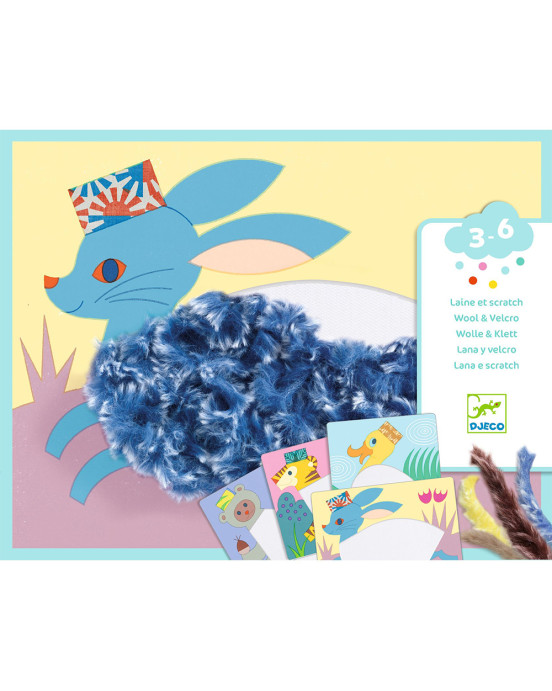 Djeco δημιουργώ εικόνες με πούπουλα κια βέλκρο "Ζωάκια με καπέλο" 09127