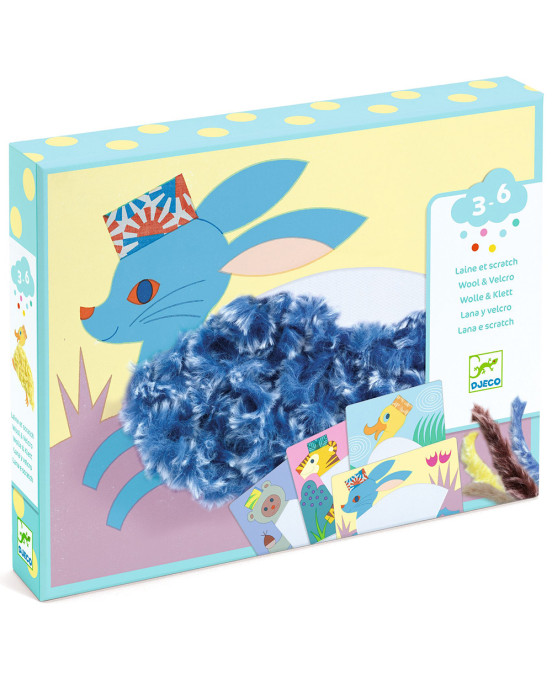 Djeco δημιουργώ εικόνες με πούπουλα κια βέλκρο "Ζωάκια με καπέλο" 09127