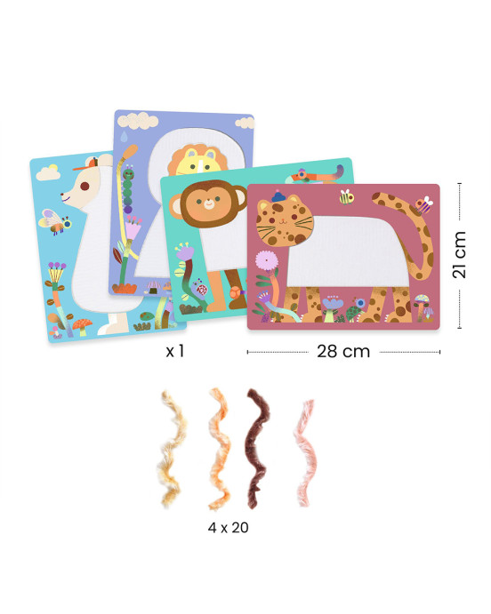 Djeco δημιουργώ εικόνες με πούπουλα κια βέλκρο "Μαιμού και ζωάκια" 09128