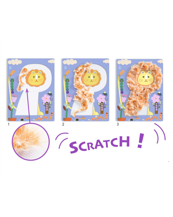 Djeco δημιουργώ εικόνες με πούπουλα κια βέλκρο "Μαιμού και ζωάκια" 09128