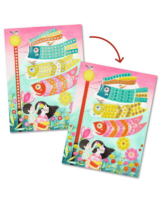 Djeco μωσαϊκό "Λαμπερά λουλούδια με γκλίτερ" 09308