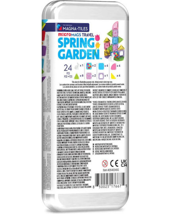 MAGNA-TILES microMAGS Spring Garden Travel Set 24 Τεμάχια – Μικρά Μαγνητικά Πλακίδια STEM Ταξιδιού 264024SG
