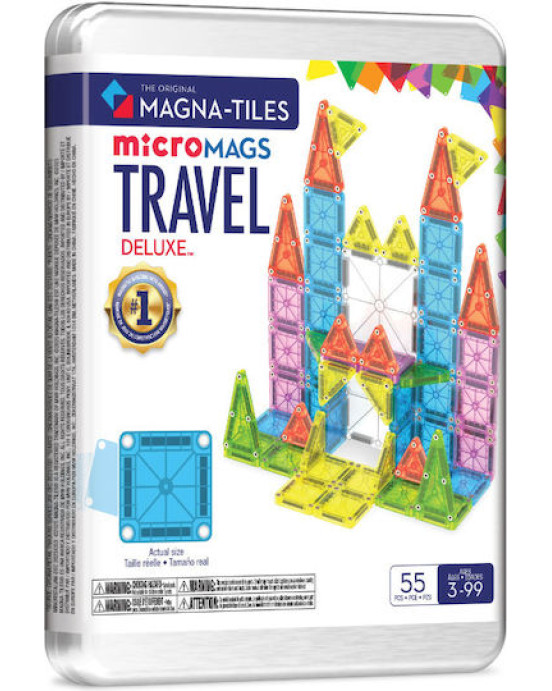MAGNA-TILES Travel Set Deluxe 55 Τεμάχια – Μαγνητικά Πλακίδια STEM για Ταξίδια & Μεταφορά 254055TSCDU