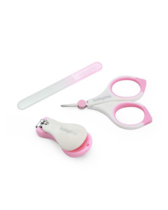 BabyOno: Σετ περιποίησης νυχιών για το μωρό με θήκη-Ροζ BN398/02