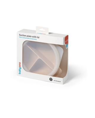  BabyOno: Πιάτο σιλικόνης με 3 θέσεις, καπάκι & βάση με βεντούζα - Μπεζ BN1661/03