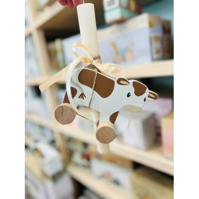 Lovelykids Λαμπάδα Ξύλινη Τρεχαλίτσα Αγελάδιτσα  LOV8849