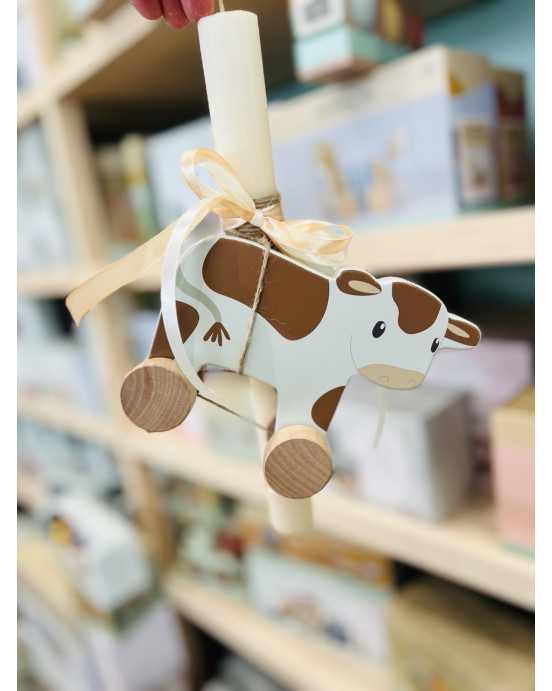 Lovelykids Λαμπάδα Ξύλινη Τρεχαλίτσα Αγελάδιτσα  LOV8849