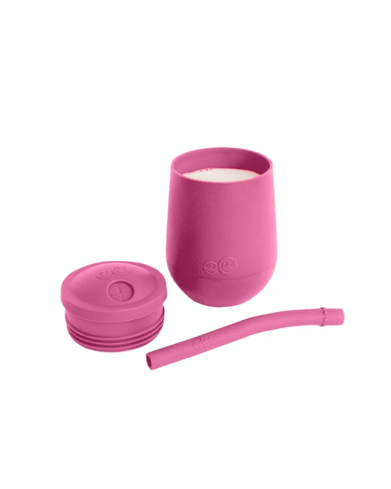 Ezpz Εκπαιδευτικό ποτήρι Mini Cup +9 m καλαμάκι Pink MS-P7424U