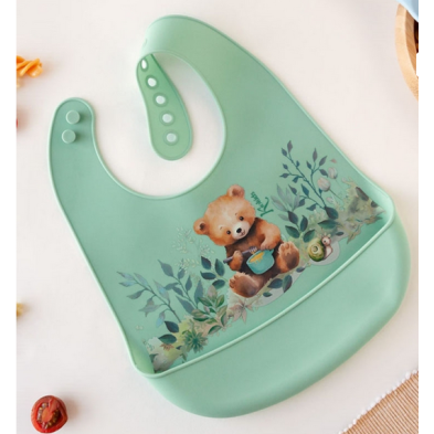 Kiokids Σαλιάρα Σιλικόνης με τσέπη Little Bear 3738