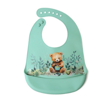 Kiokids Σαλιάρα Σιλικόνης με τσέπη Little Bear 3738