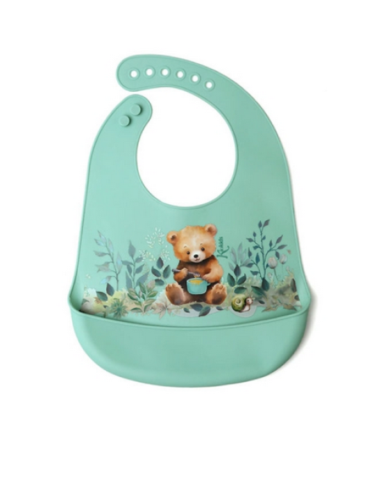Kiokids Σαλιάρα Σιλικόνης με τσέπη Little Bear 3738