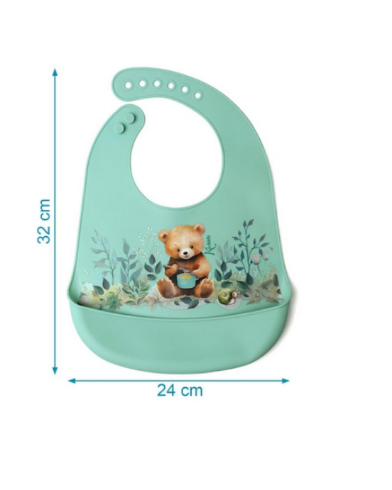 Kiokids Σαλιάρα Σιλικόνης με τσέπη Little Bear 3738