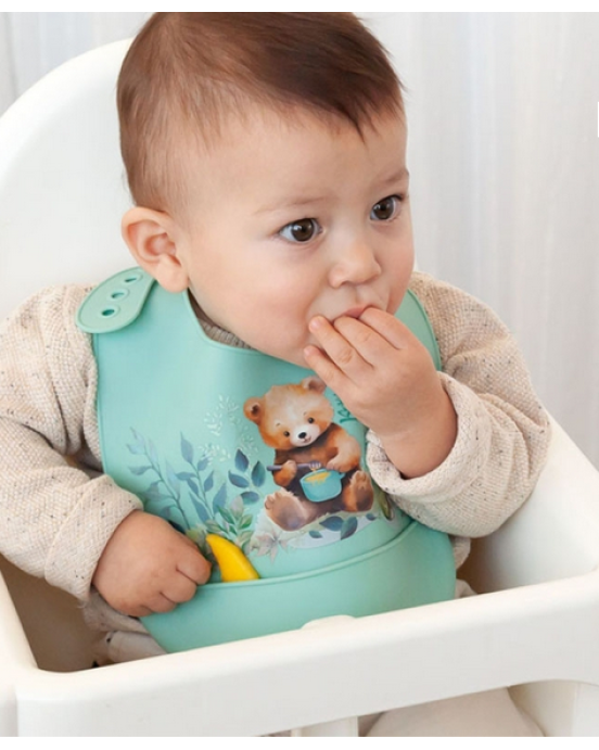 Kiokids Σαλιάρα Σιλικόνης με τσέπη Little Bear 3738