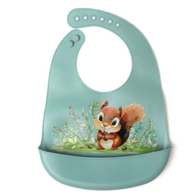 Kiokids Σαλιάρα Σιλικόνης με τσέπη Σκιουράκι 6346