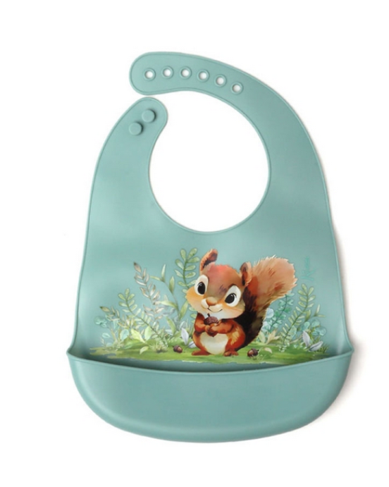 Kiokids Σαλιάρα Σιλικόνης με τσέπη Σκιουράκι 6346