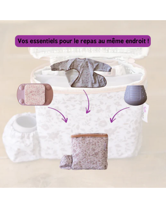 Tidy Tot Bundle Fleur De Jardin Rose Cover & Catch με Πιατάκι και Dinky Cup BLW  WBFJRO