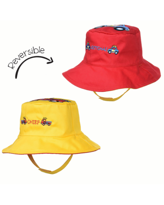 FlapJackKids  Καπέλο Διπλής Όψης UPF 50+ – Πυροσβεστικό  (Cotton)  LUV0117M