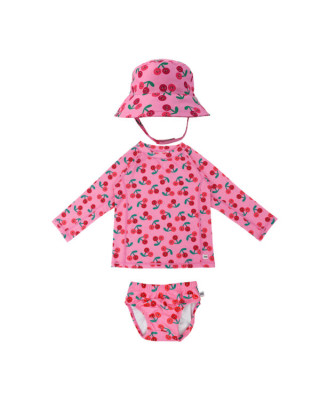 Zoocchini Σετ UV Μαγιώ Πάνα Bucket Καπέλο Μπλούζα Cherry  ZOO16025