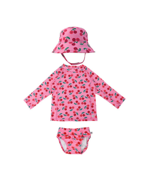 Zoocchini Σετ UV Μαγιώ Πάνα Bucket Καπέλο Μπλούζα Cherry  ZOO16025