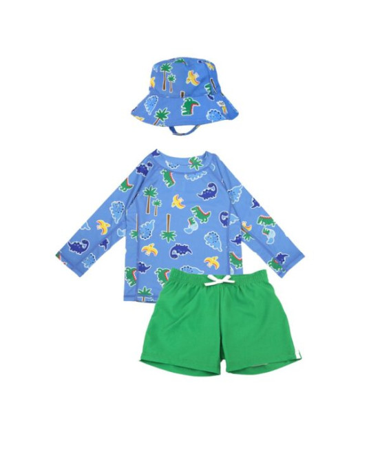 Zoocchini Σετ UV Μαγιώ Bucket Καπέλο Μπλούζα Devin the Dino & Friends  ZOO16008