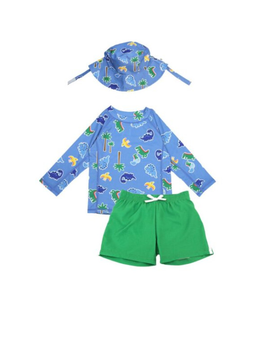 Zoocchini Σετ UV Μαγιώ Bucket Καπέλο Μπλούζα Devin the Dino & Friends  ZOO16008