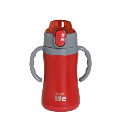 Ecolife Παιδικό Θερμός με Καλαμάκι 300ml Kids Thermos Κ΄όκκινο 33-BO-2999