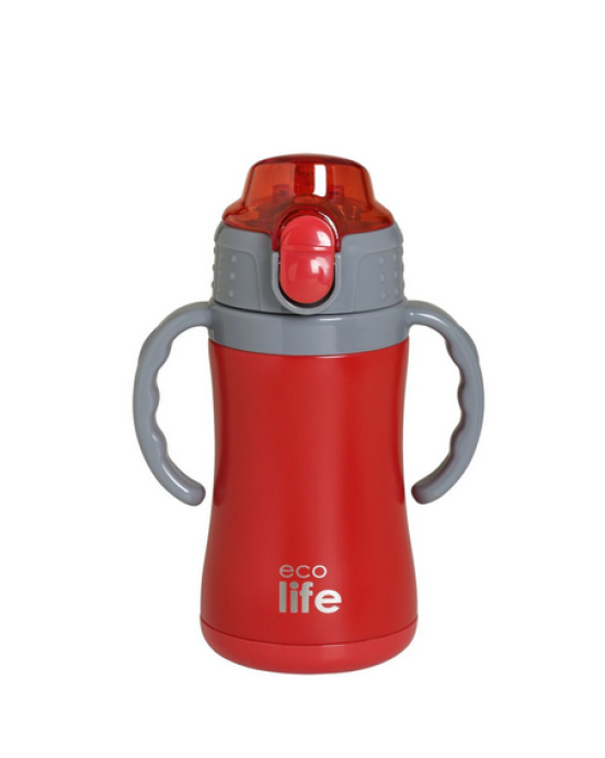 Ecolife Παιδικό Θερμός με Καλαμάκι 300ml Kids Thermos Κ΄όκκινο 33-BO-2999