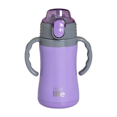 Ecolife Παιδικό Θερμός με Καλαμάκι 300ml Kids Thermos Λιλά 33-BO-2993