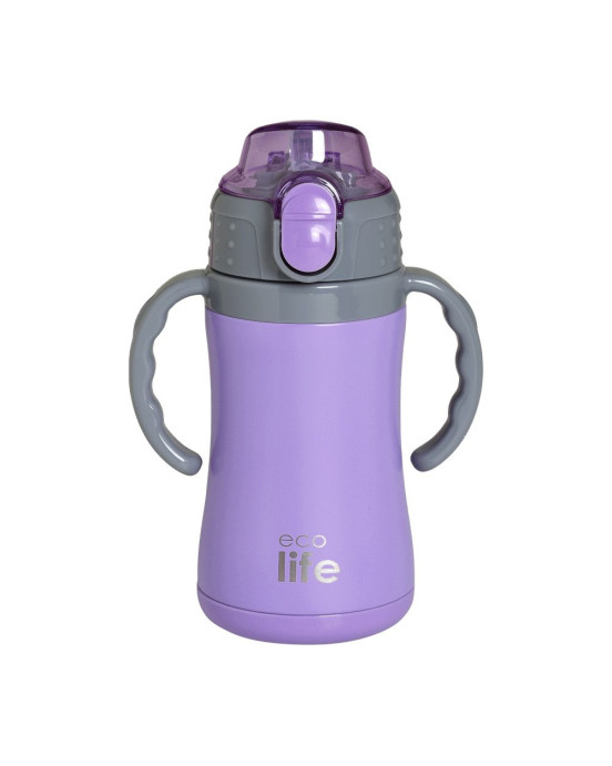 Ecolife Παιδικό Θερμός με Καλαμάκι 300ml Kids Thermos Λιλά 33-BO-2993